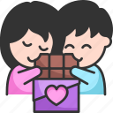 chocolate, love, couple, heart, relationship