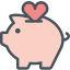 heart, money, pig 