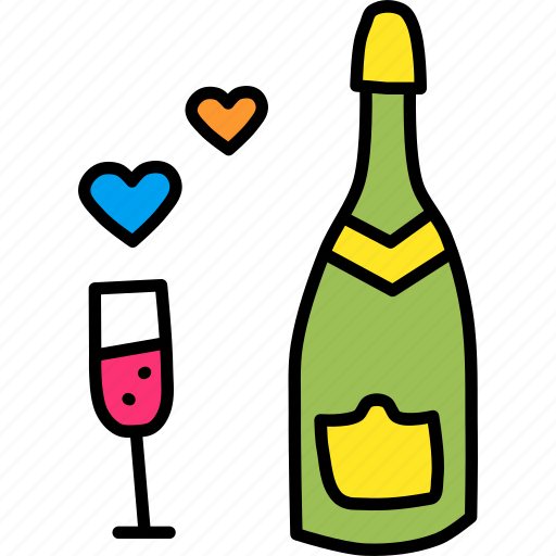 Celebrate, champagne, date, heart, love, valentines, wedding icon - Download on Iconfinder