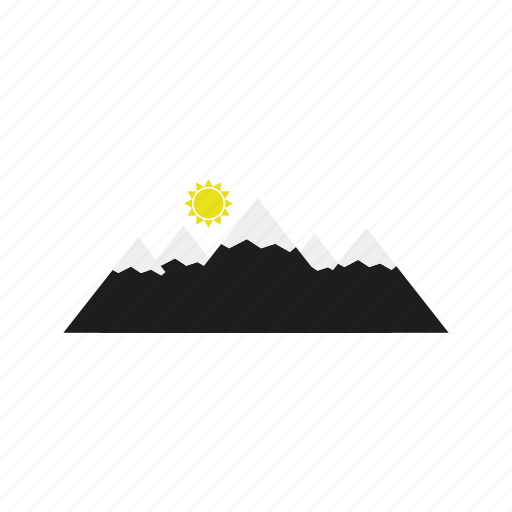 Design, mountain, rock, sky, snow, sun icon - Download on Iconfinder