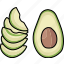 slice, ripe, avocado 