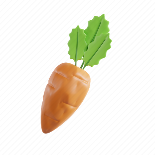 Carrot, vegetable, orange, fresh, healthy, food, vegetarian 3D illustration - Download on Iconfinder