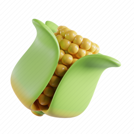Corn, agriculture, organic, maize, natural, grain, fresh 3D illustration - Download on Iconfinder