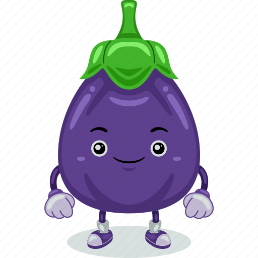 Aubergine, mascot, cartoon, character, funny, cute, vector icon - Download on Iconfinder