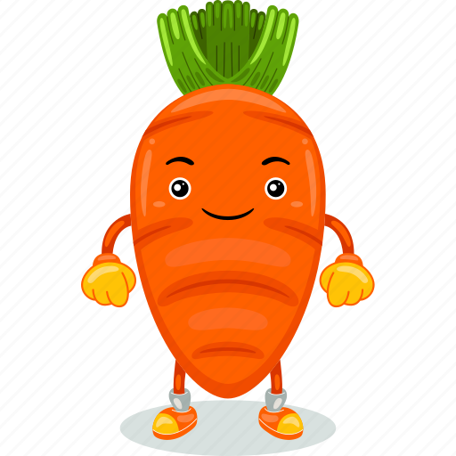 Carrot, mascot, cartoon, character, funny, cute, vector icon - Download on Iconfinder