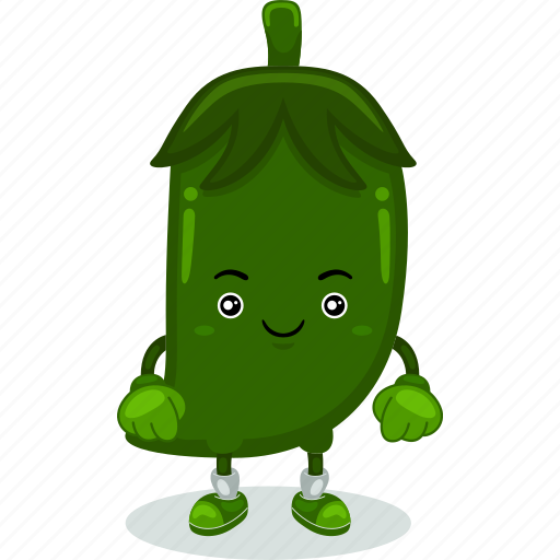 Green, chili, mascot, cartoon, character, cute, vector icon - Download on Iconfinder