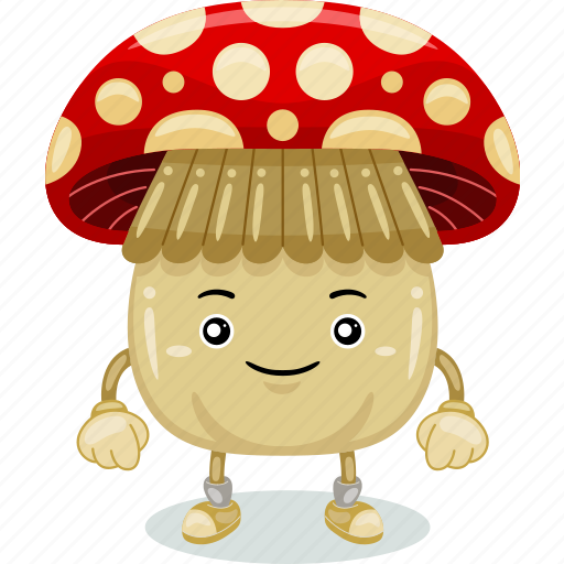 Mushroom, mascot, cartoon, character, funny, cute, vector icon - Download on Iconfinder