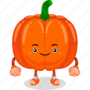 pumpkin, mascot, cartoon, character, funny, cute, vector, food, vegetable