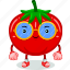 tomato, mascot, cartoon, character, funny, cute, vector, food, vegetable 