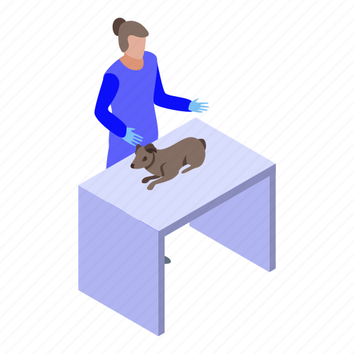 Cartoon, dog, isometric, kid, medical, veterinarian, woman icon - Download on Iconfinder