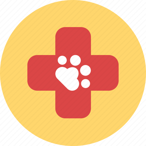 Animal, care, cross, paw, pet, red, veterinary icon - Download on Iconfinder
