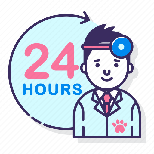 24 hours, animal, doctor, vet icon - Download on Iconfinder
