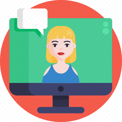 Streaming, call, conference, talk, chat, video, female icon - Download on Iconfinder