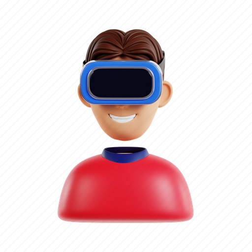 Man, wearing, vr, headset, male, happy, portrait 3D illustration - Download on Iconfinder