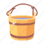 wooden bucket, water pail, water bucket, pail, bucket 