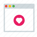 application, favorite, heart, interface, window