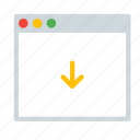 application, arrow, down, interface, window