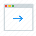 application, arrow, interface, next, window