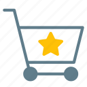 buy, cart, favorite, shopping, star, trolley
