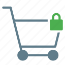 buy, cart, lock, secure, shopping, trolley