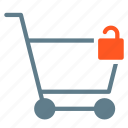 buy, cart, secure, shopping, trolley, unlock