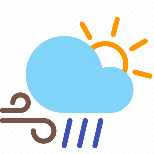 Cloud, day, forecast, rain, sun, weather, wind icon - Download on Iconfinder