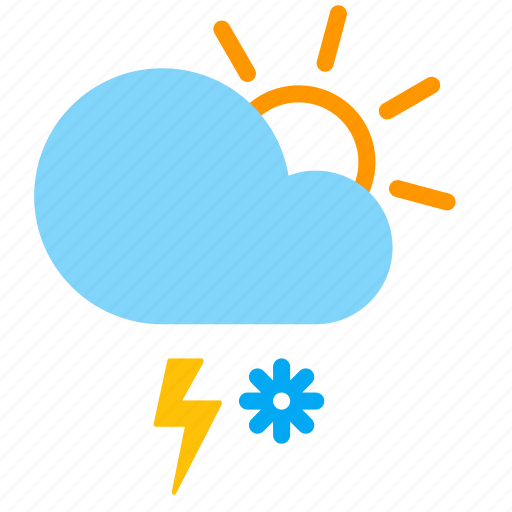 Cloud, day, lightning, snow, storm, sun, weather icon - Download on Iconfinder