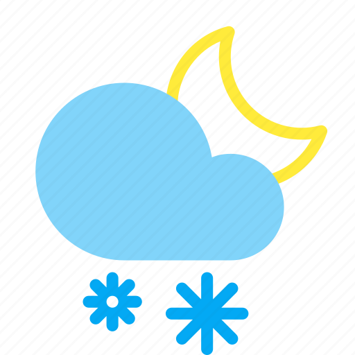 Cloud, forecast, moon, night, snow, snowflake, weather icon - Download on Iconfinder
