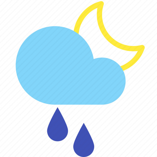 Cloud, forecast, moon, night, rain, sprinkle, weather icon - Download on Iconfinder