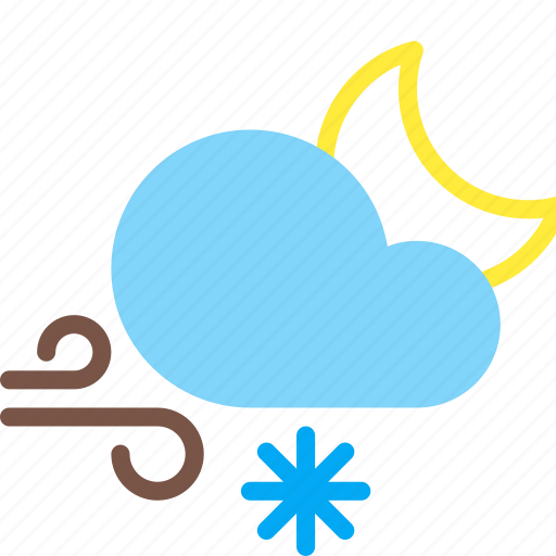 Cloud, forecast, moon, night, snow, weather, wind icon - Download on Iconfinder
