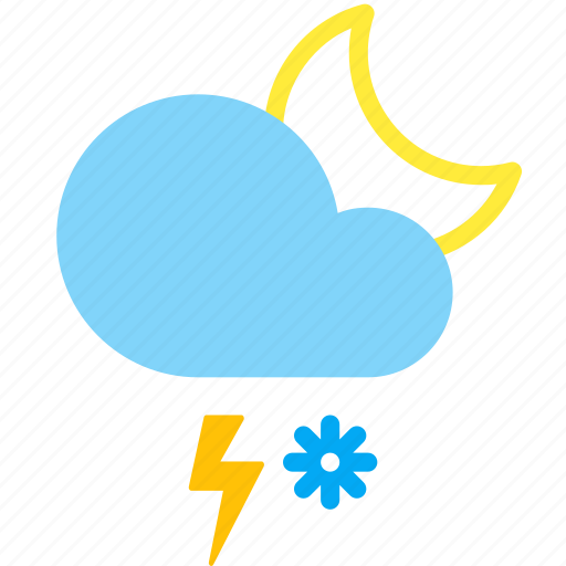 Cloud, lightning, moon, night, snow, storm, weather icon - Download on Iconfinder