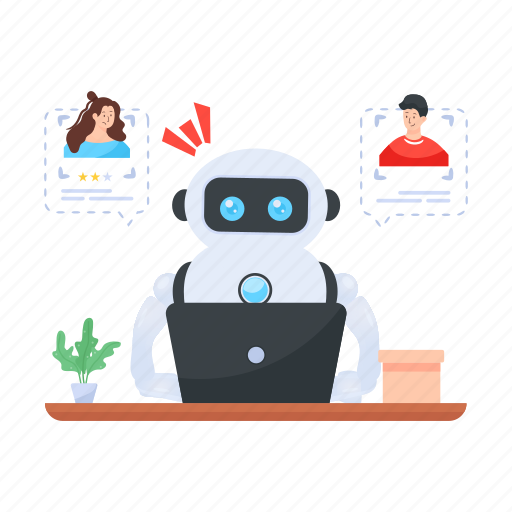 Robot assistant, robotic support, robotic help, robot services, artificial intelligence illustration - Download on Iconfinder