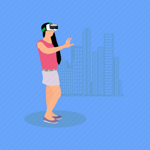 Architectural design, architecture, girl with vr glasses, managing building project, virtual reality icon - Download on Iconfinder