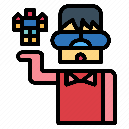 Boy, glasses, playing, robot, vr icon - Download on Iconfinder