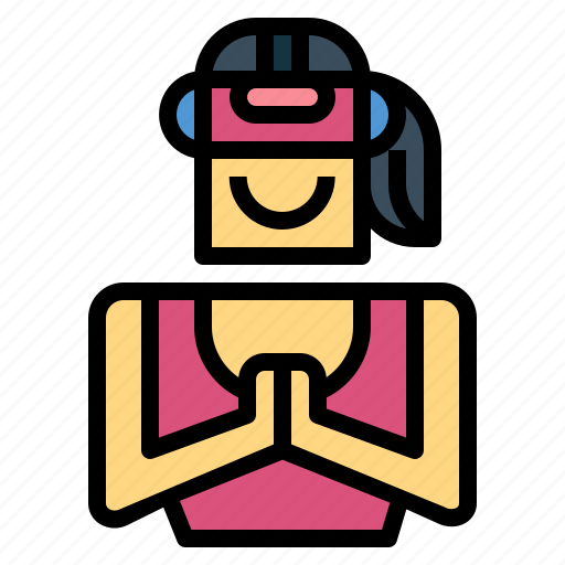 Glasses, salute, vr, woman, yoga icon - Download on Iconfinder