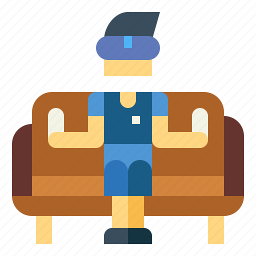 Glasses, man, playing, sofa, vr icon - Download on Iconfinder