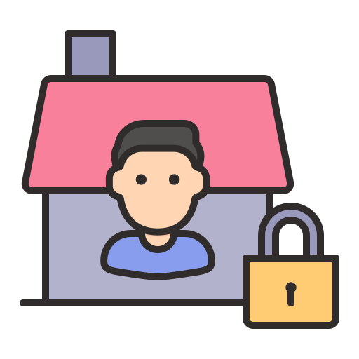 House, lock, quarantine, secured, stayhome, user icon - Free download