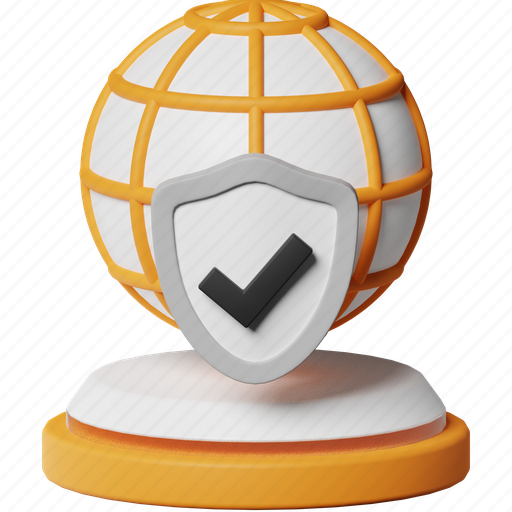 Internet protection, online, network, globe, international, global, security protection 3D illustration - Download on Iconfinder