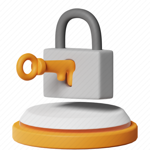 Padlock, lock, locked, password, access, unlock, security protection 3D illustration - Download on Iconfinder