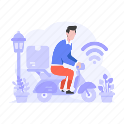 delivery, online, man, motorcycle 