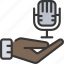give, microphone, recorder, record, hand, gesture 