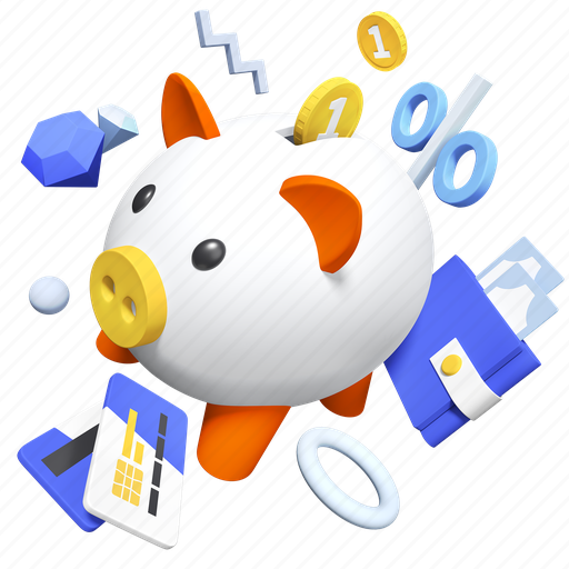 Money, savings, cash, piggy bank 3D illustration - Download on Iconfinder