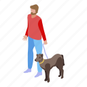 blind, cartoon, dog, helps, isometric, person, woman