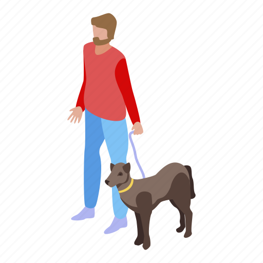Blind, cartoon, dog, helps, isometric, person, woman icon - Download on Iconfinder
