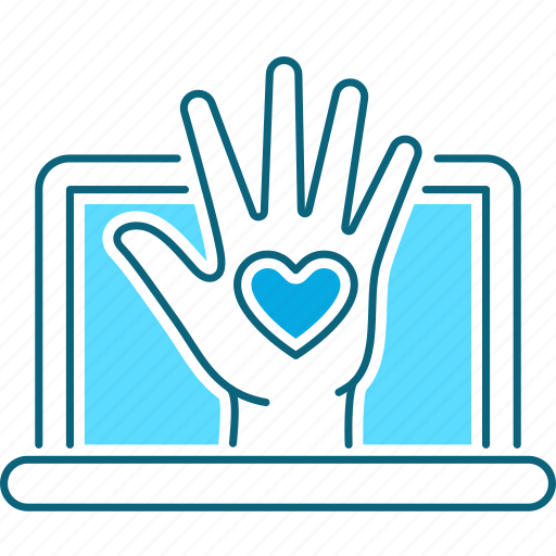Online, charity, volunteering, laptop icon - Download on Iconfinder