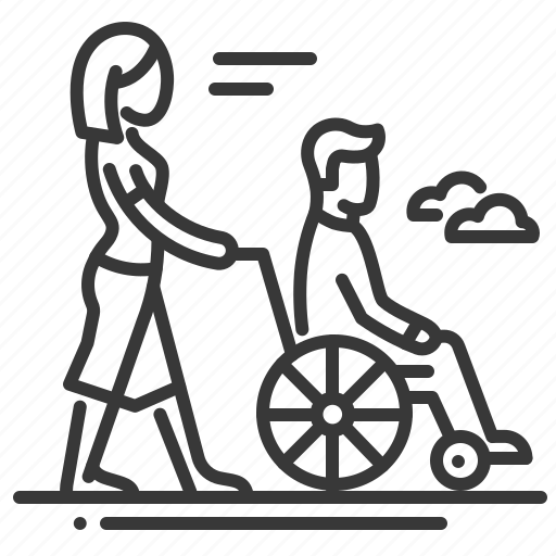 Disabled person, female, help, male icon - Download on Iconfinder