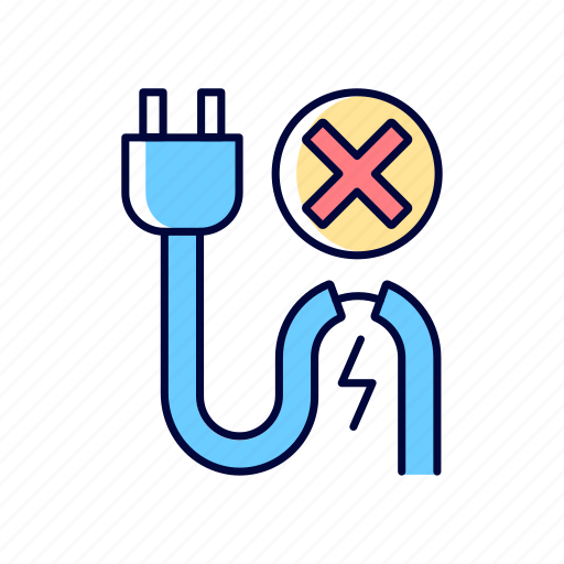 Damaged cable, dangerous, dont use, electric equipment icon - Download on Iconfinder