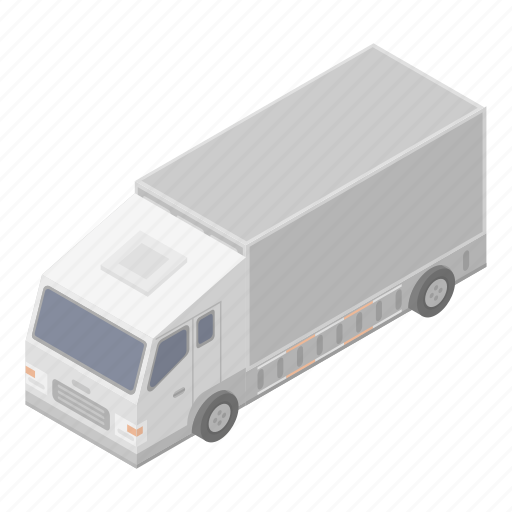 Business, car, cartoon, delivery, isometric, truck, white icon - Download on Iconfinder