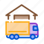 building, construction, house, near, storage, truck, warehouse 