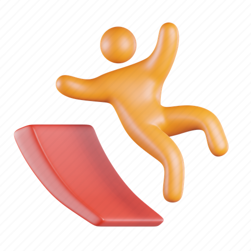 Slip, slippery floor, human, caution, person, people 3D illustration - Download on Iconfinder